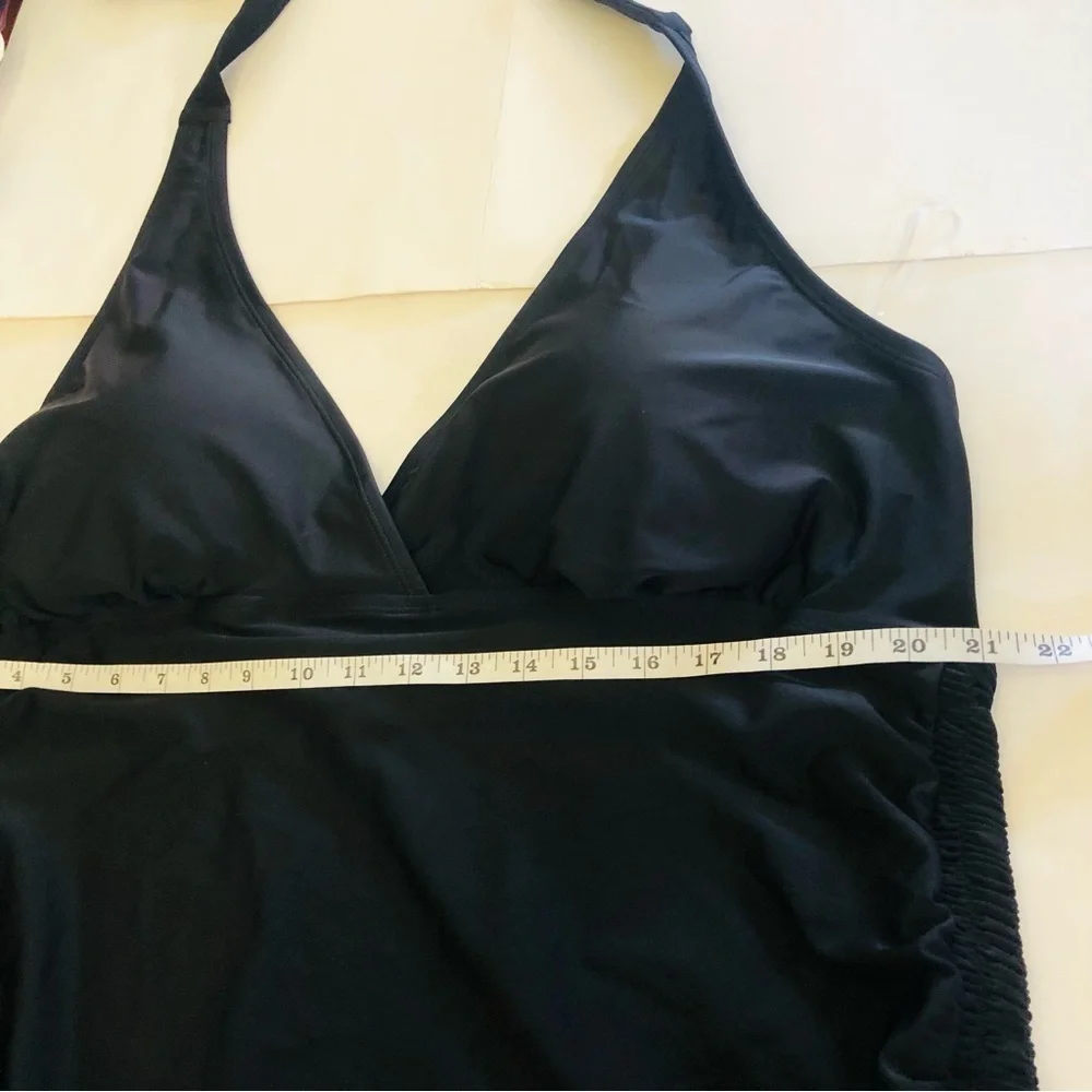 Beach Bump By Motherhood Maternity Black One Piece Swimsuit with Halter Neck 3X